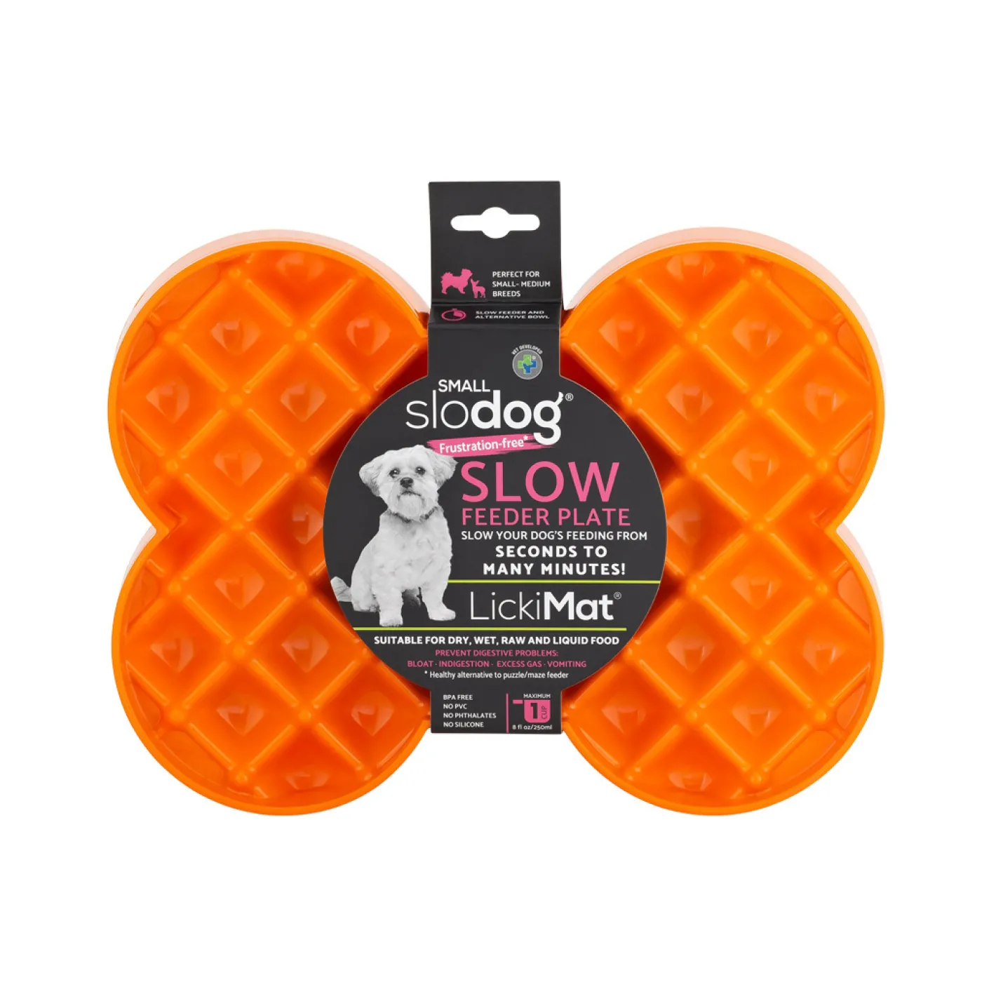 Slodog Lickimat No Gulp Bone-Shaped Slow Food Bowl for Dogs - For Small Dogs +BONUS TREATS Clearance