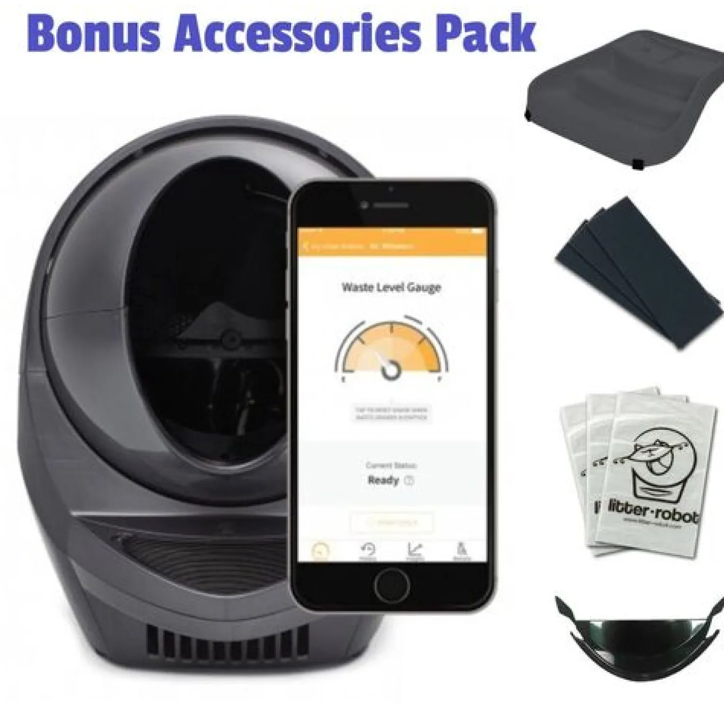 Litter Robot III Connect Automatic Cat Litter System Gunmetal - Essentials Bundle New