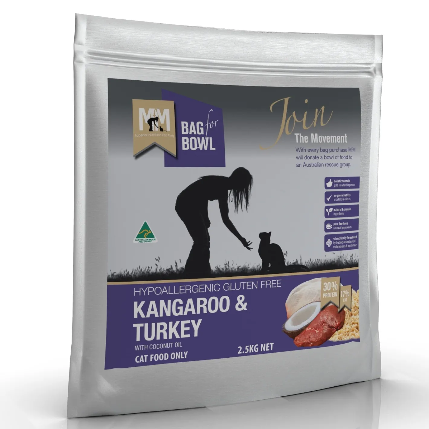 Meals for Mutts Meals for Meows Gluten Free Kangaroo & Turkey Dry Cat Food New