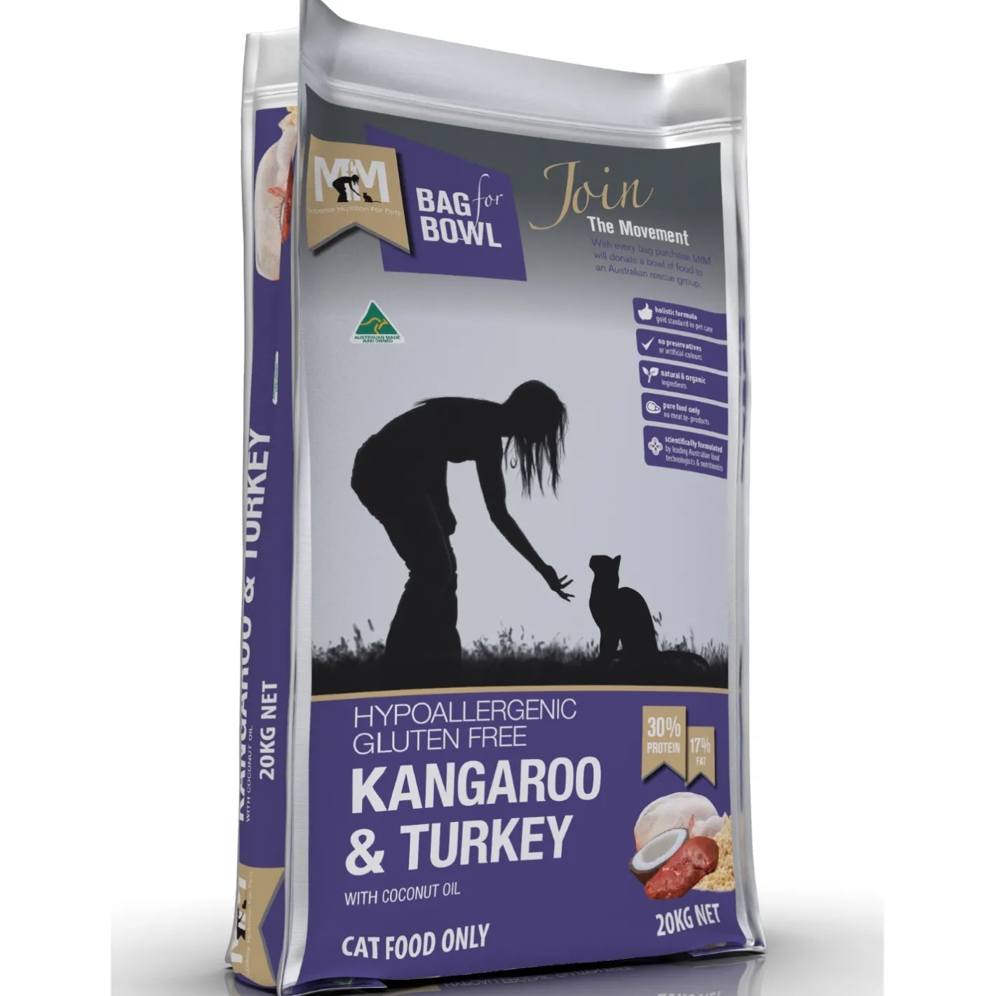 Meals for Mutts Meals for Meows Gluten Free Kangaroo & Turkey Dry Cat Food New