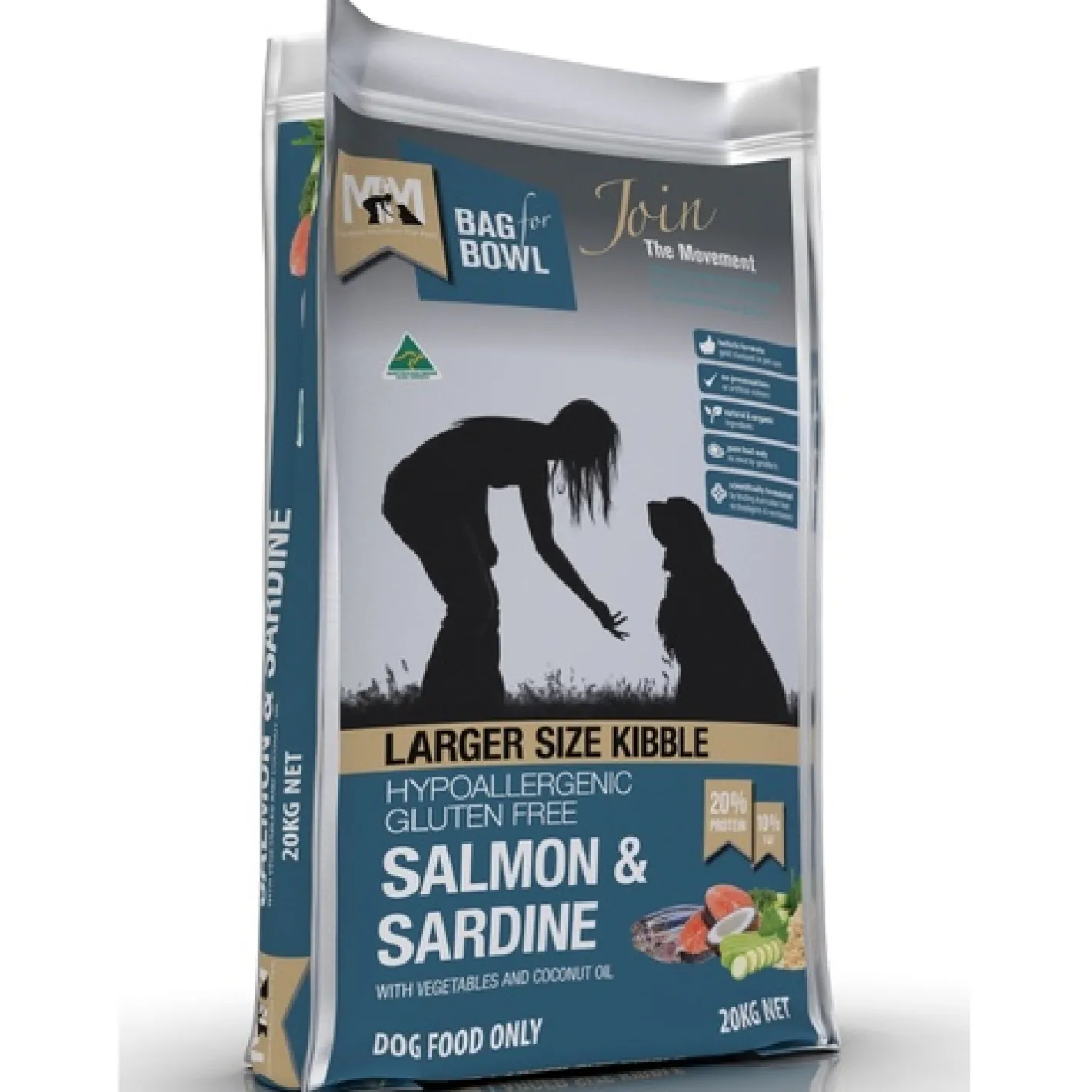 Meals for Mutts Gluten Free Salmon & Sardine Larger Kibble Dry Dog Food 20kg Best
