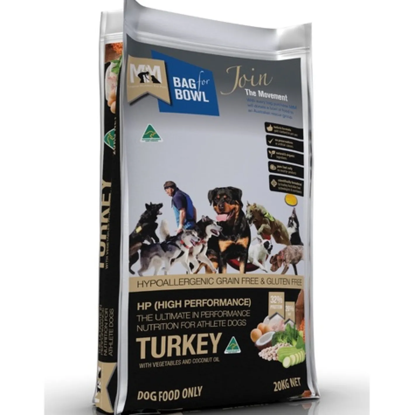 Meals for Mutts High Performance Dog Food - Grain Free Turkey - 20kg New