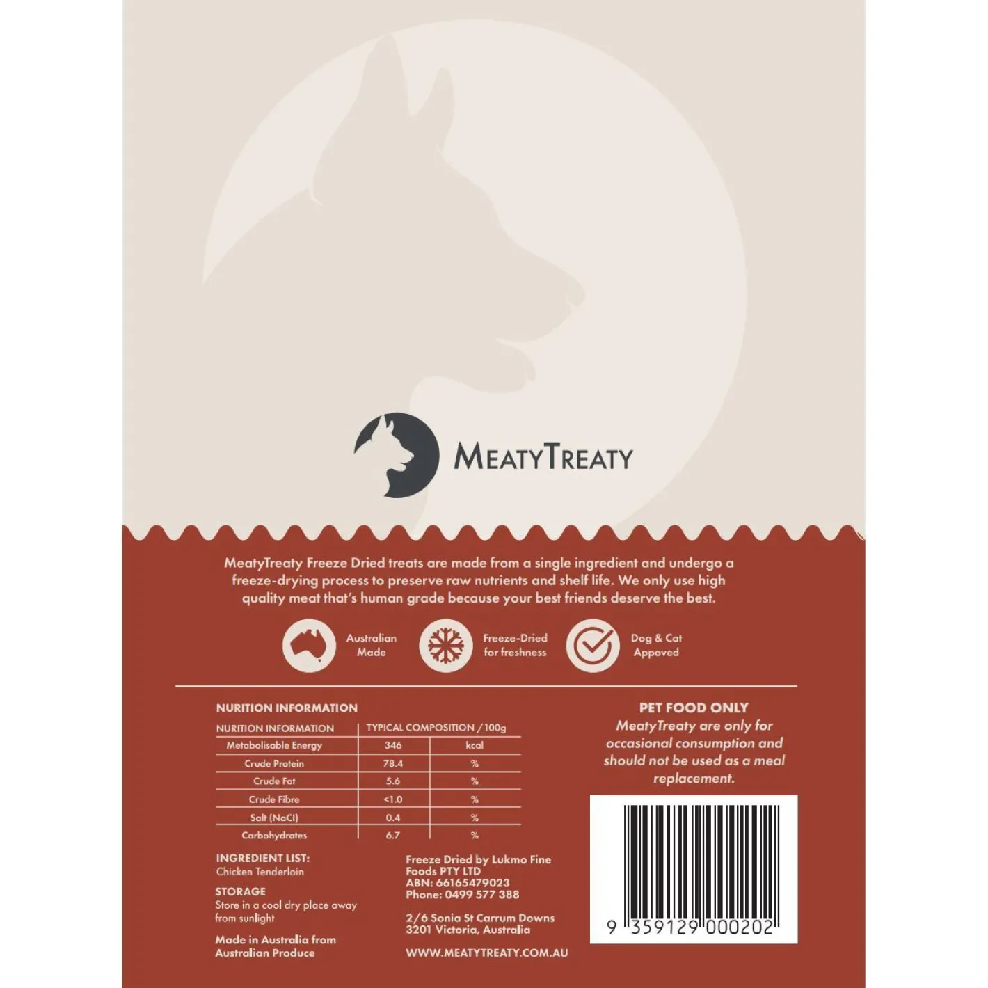 Meaty Treaty Freeze Dried Australian Chicken Tenderloin Cat & Dog Treats 80g Fashion