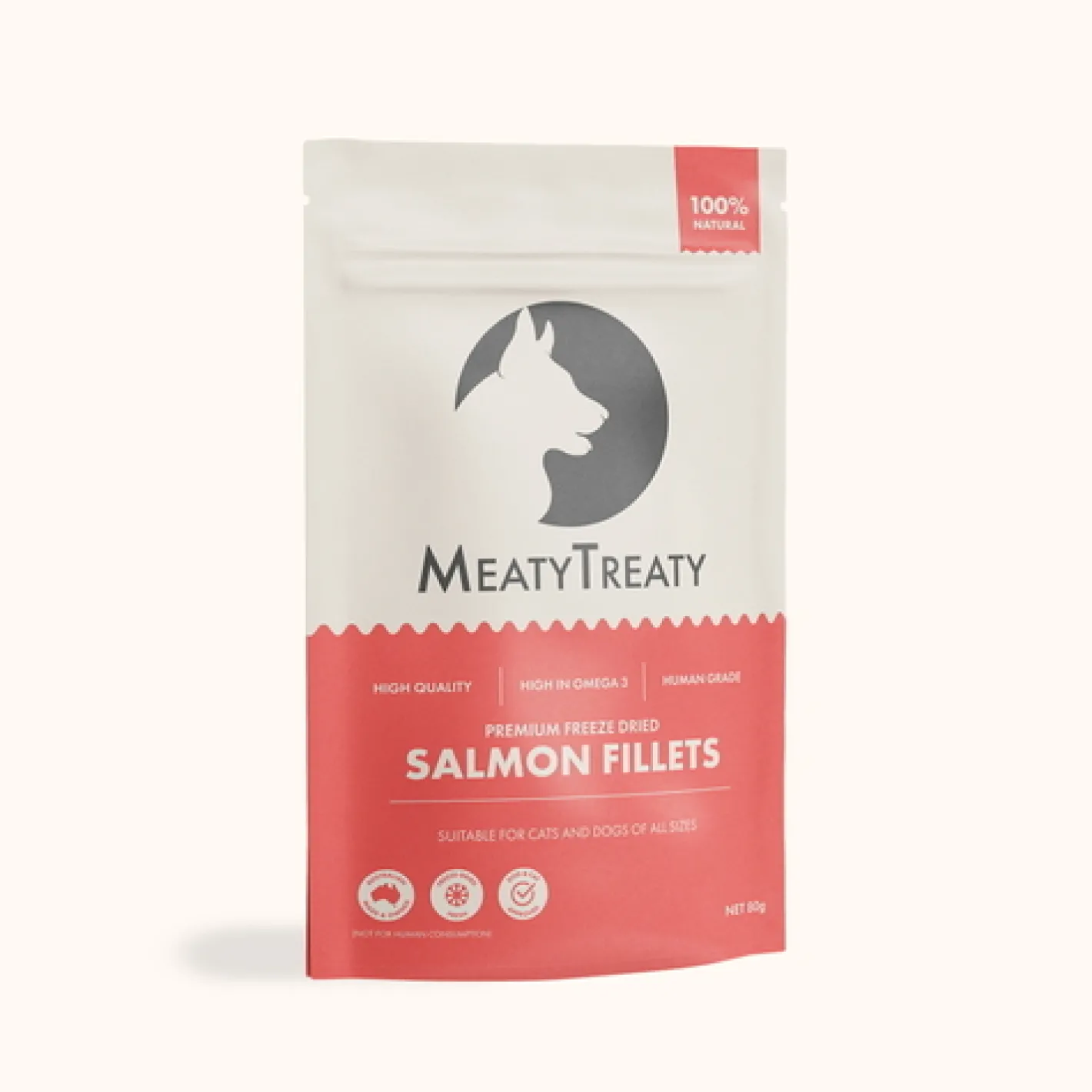 Meaty Treaty Freeze Dried Australian Salmon Fillet Cat & Dog Treats 80g Fashion