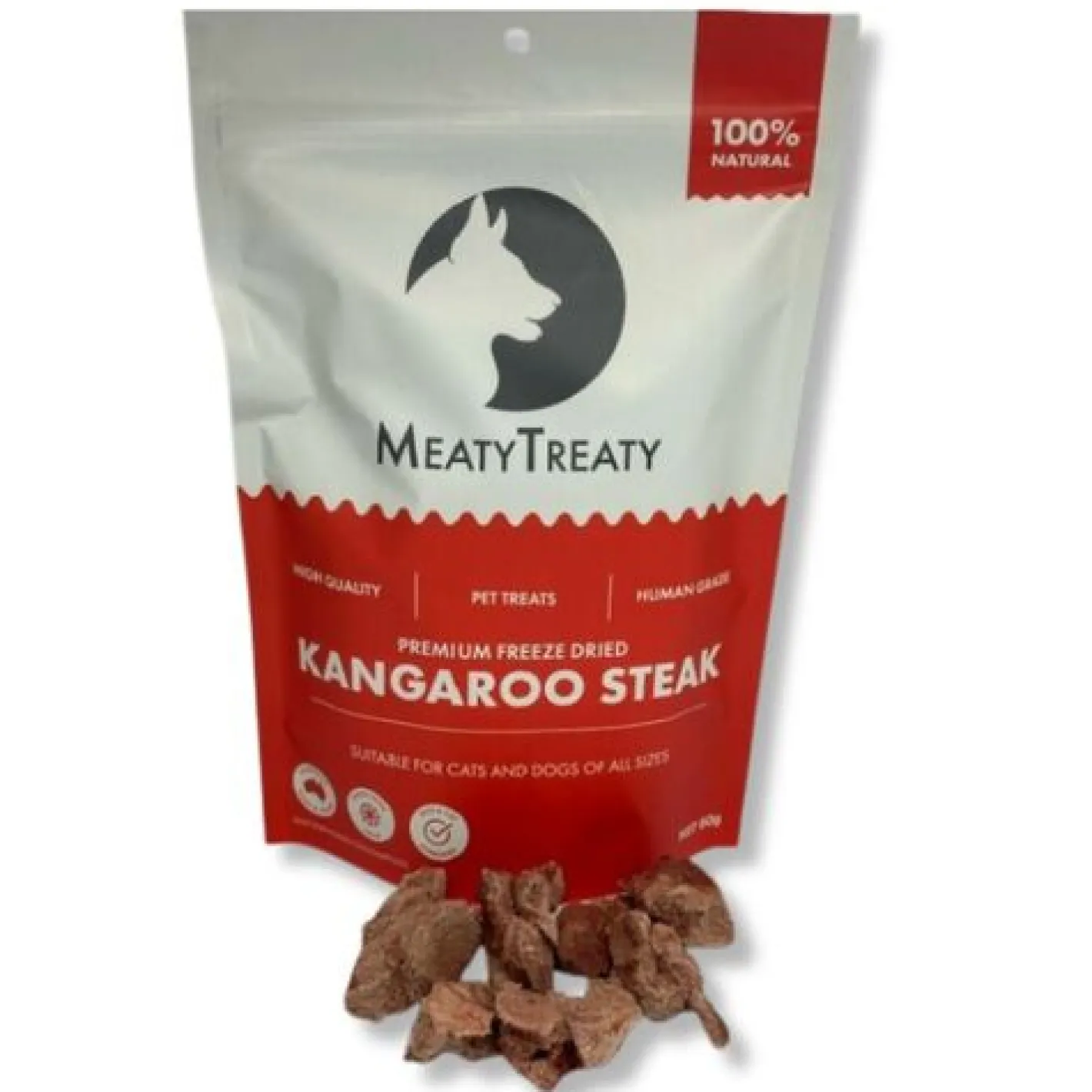 Meaty Treaty Freeze Dried Australilan Kangaroo Steak Cat & Dog Treats 80g Fashion