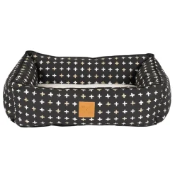 Mog and Bone Mog & Bone Bolster Dog Bed - Black Metallic Cross Hot