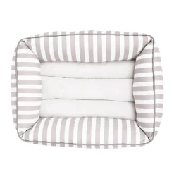 Mog and Bone Mog & Bone Bolster Dog Bed - Latte Hamptons Stripe New
