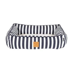 Mog and Bone Mog & Bone Bolster Dog Bed - Navy Hamptons Stripe Outlet