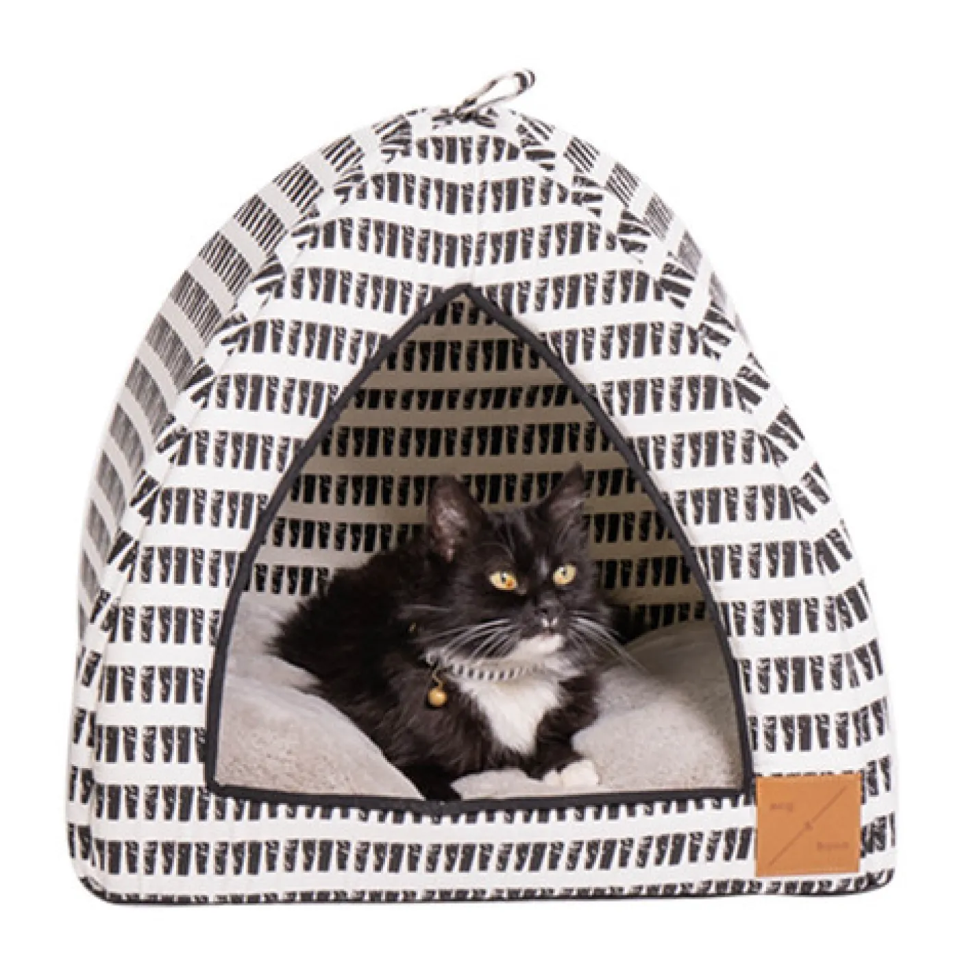 Mog and Bone Mog & Bone Cat Igloo Bed with Fleecy Cushion - Black & White Mosaic Outlet
