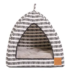 Mog and Bone Mog & Bone Cat Igloo Bed with Fleecy Cushion - Black & White Mosaic Outlet