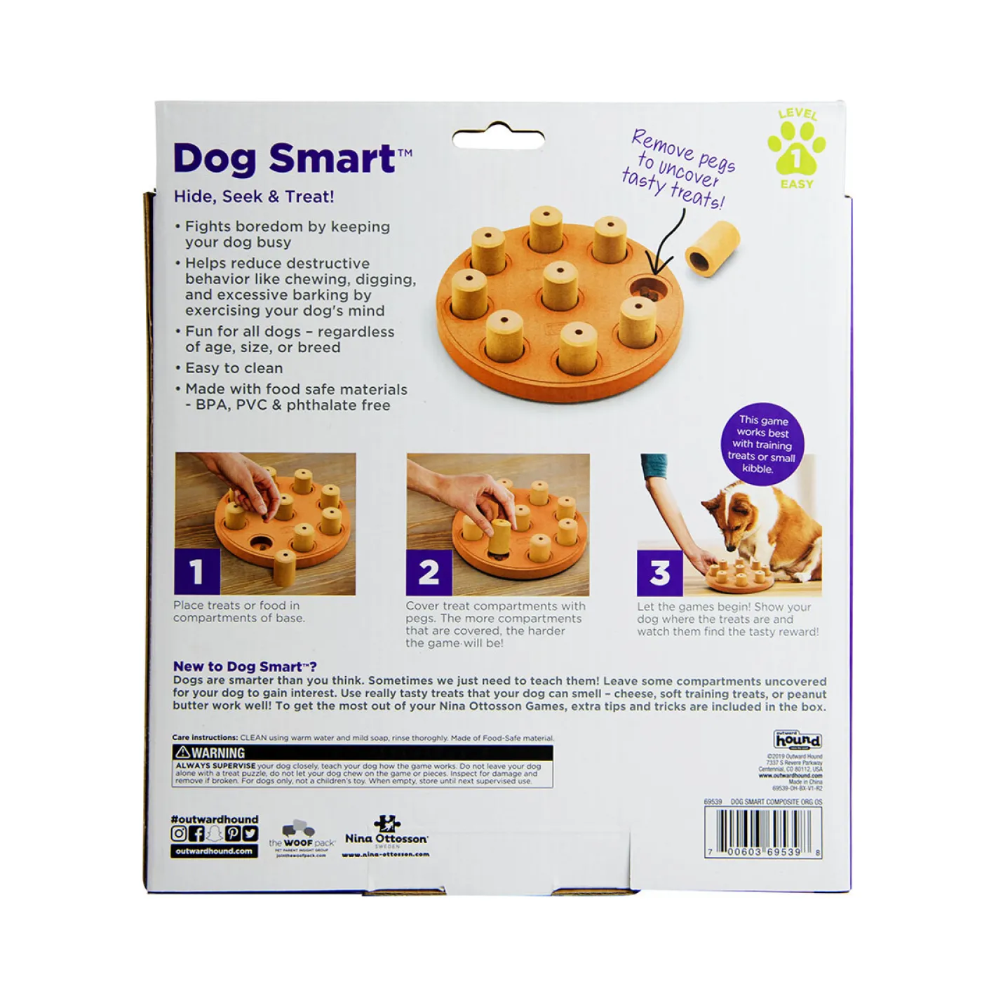 Nina Ottosson Dog Smart Wooden Interactive Dog Game & Toy - Orange Outlet