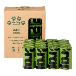 Oh Crap Compostible Corn Starch Dog Poop Bags - 240 Bags (16 rolls x 15 Bags per roll) Best