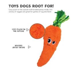 Outward Hound Fetchtables Carrot Plush Squeaker Crinkle Dog Toy Best