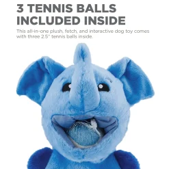 Outward Hound Hide-a-Ball Hogz Dog Toy - Elephant with 3 Tennis Balls Best