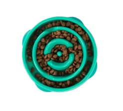 Outward Hound Mini Fun Feeder Interactive Slow Bowl for Dogs - Teal Fashion