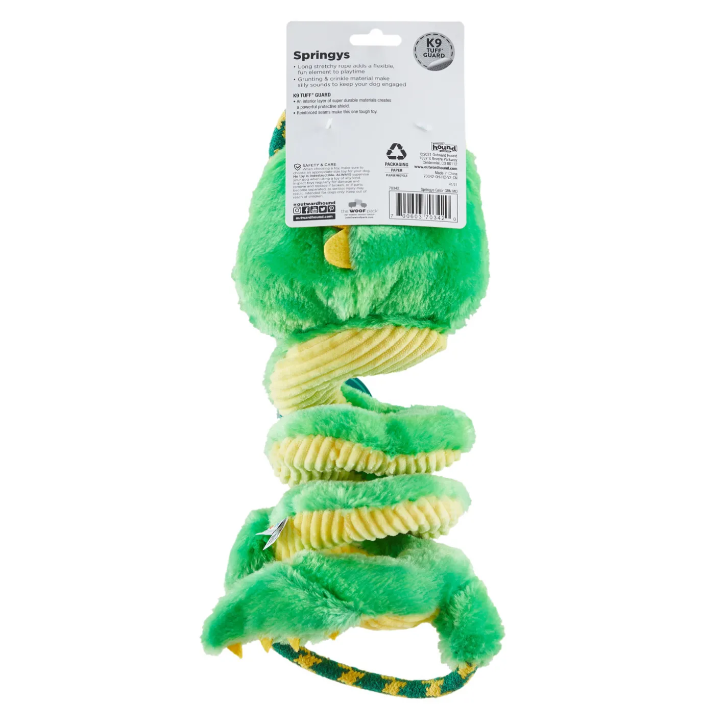 Outward Hound Springys Plush Fetch Dog Toy - Gator Outlet