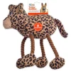 Outward Hound Tuggy Buddys Plush Squeaker Dog Tug Toy - Leopard Clearance
