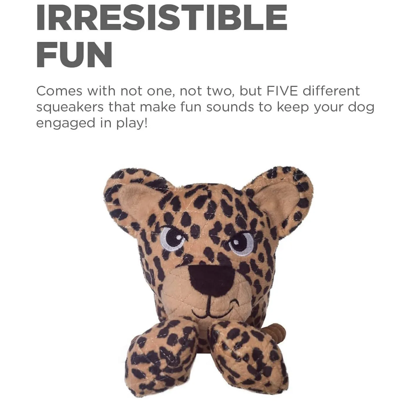 Outward Hound Tuggy Buddys Plush Squeaker Dog Tug Toy - Leopard Clearance