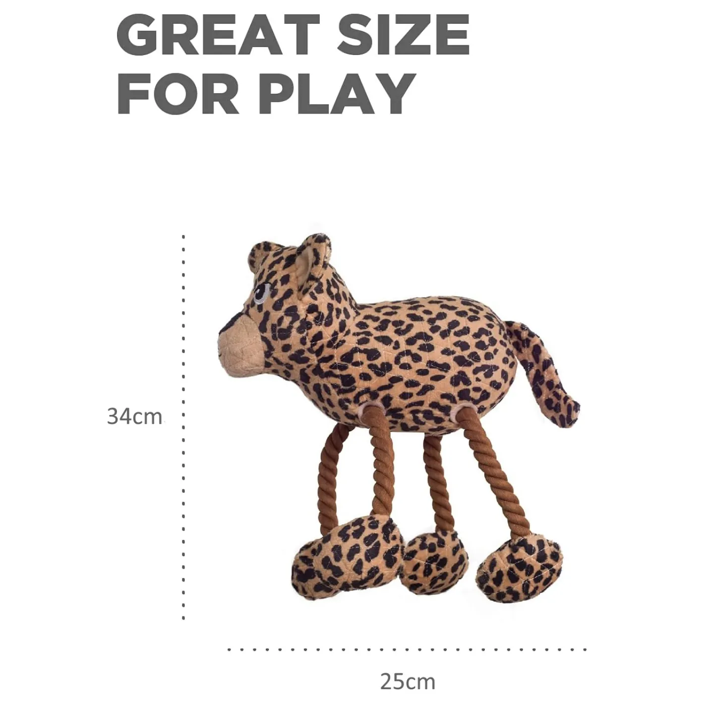 Outward Hound Tuggy Buddys Plush Squeaker Dog Tug Toy - Leopard Clearance