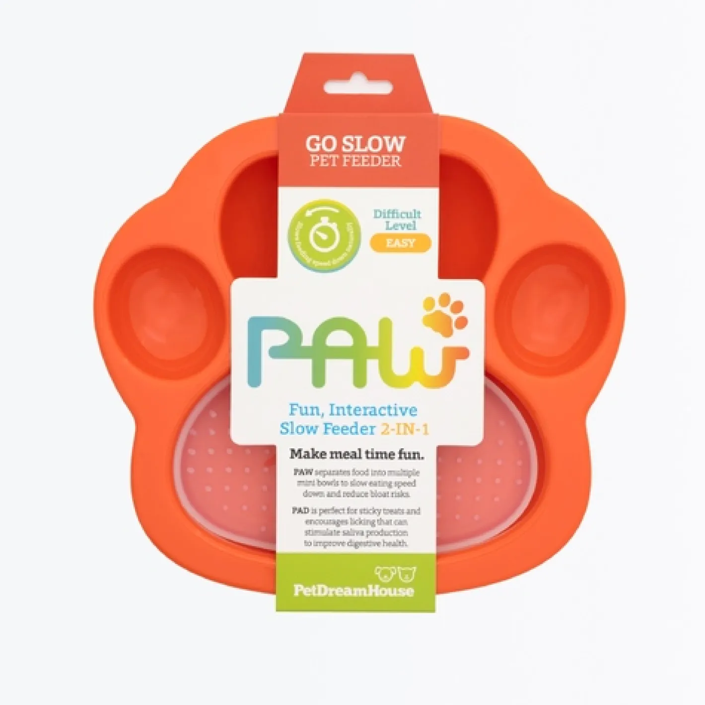 Pet DreamHouse PAW 2-in-1 Slow Mini Slow Feeder & Lick Pad for Cats & Small Dogs New