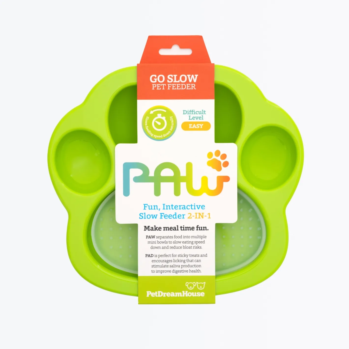 Pet DreamHouse PAW 2-in-1 Slow Mini Slow Feeder & Lick Pad for Cats & Small Dogs New