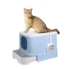 iDS PaWz Cat Litter Box Fully Enclosed Kitty Toilet Trapping Odour Control Basin - Blue New