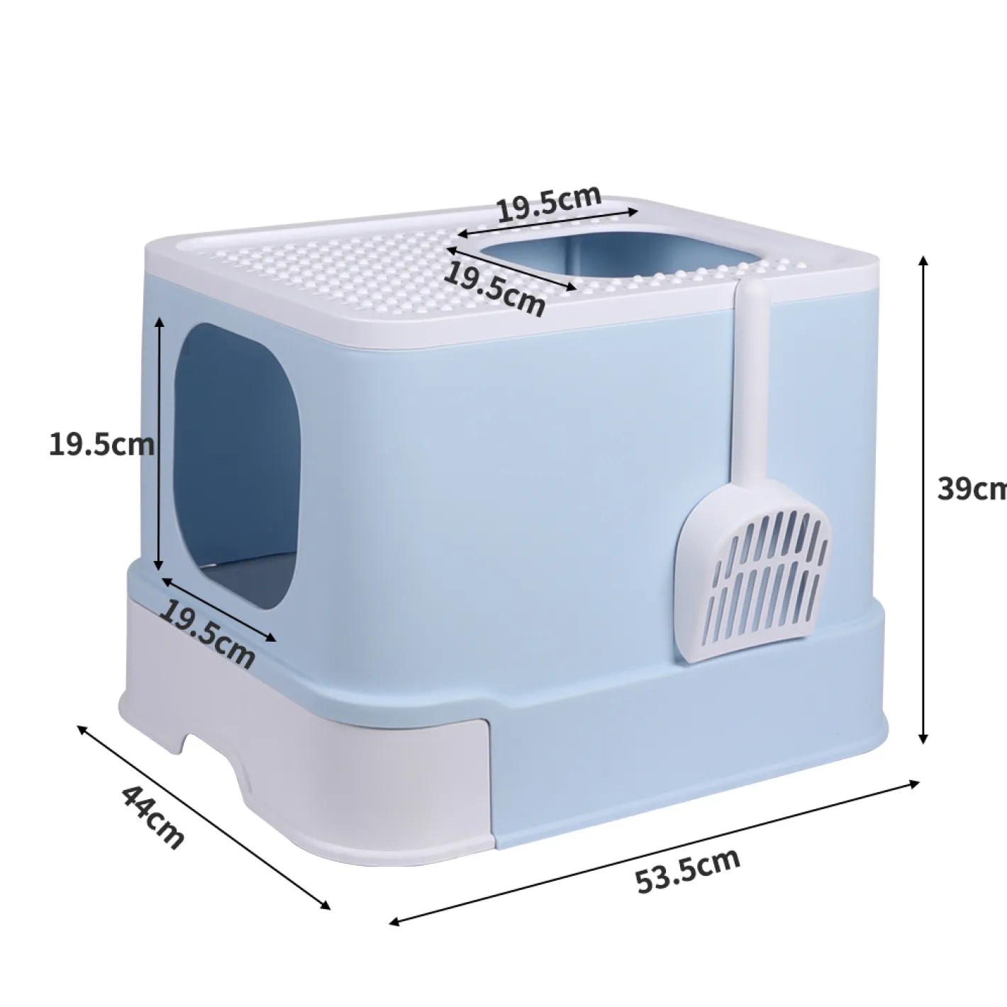 iDS PaWz Cat Litter Box Fully Enclosed Kitty Toilet Trapping Odour Control Basin - Blue New