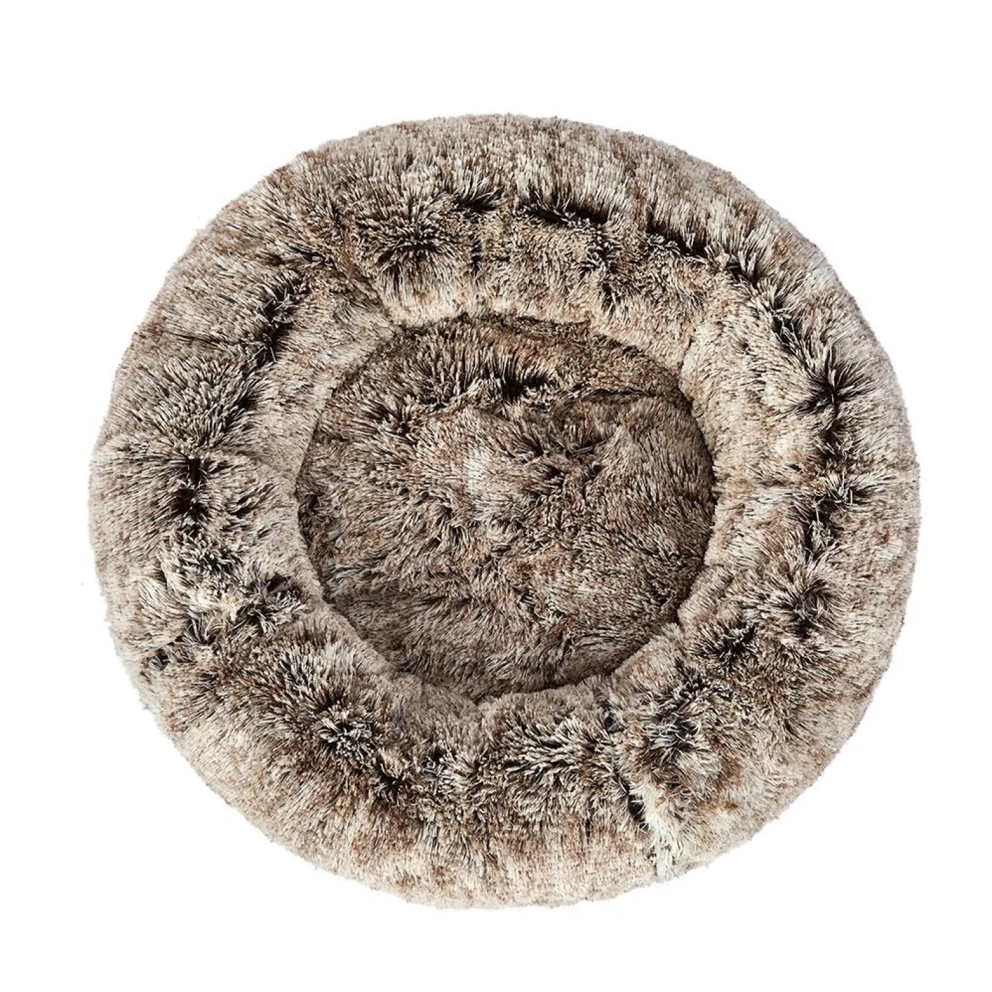 iDS Pet Bed Cat Dog Donut Nest Calming Mat Soft Plush Kennel - Brown Discount