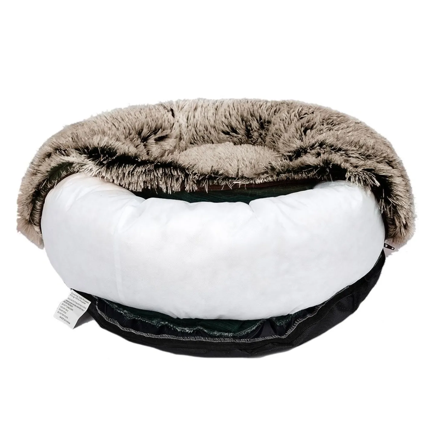 iDS Pet Bed Cat Dog Donut Nest Calming Mat Soft Plush Kennel - Brown Discount