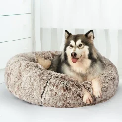 iDS Pet Bed Cat Dog Donut Nest Calming Mat Soft Plush Kennel - Brown Discount