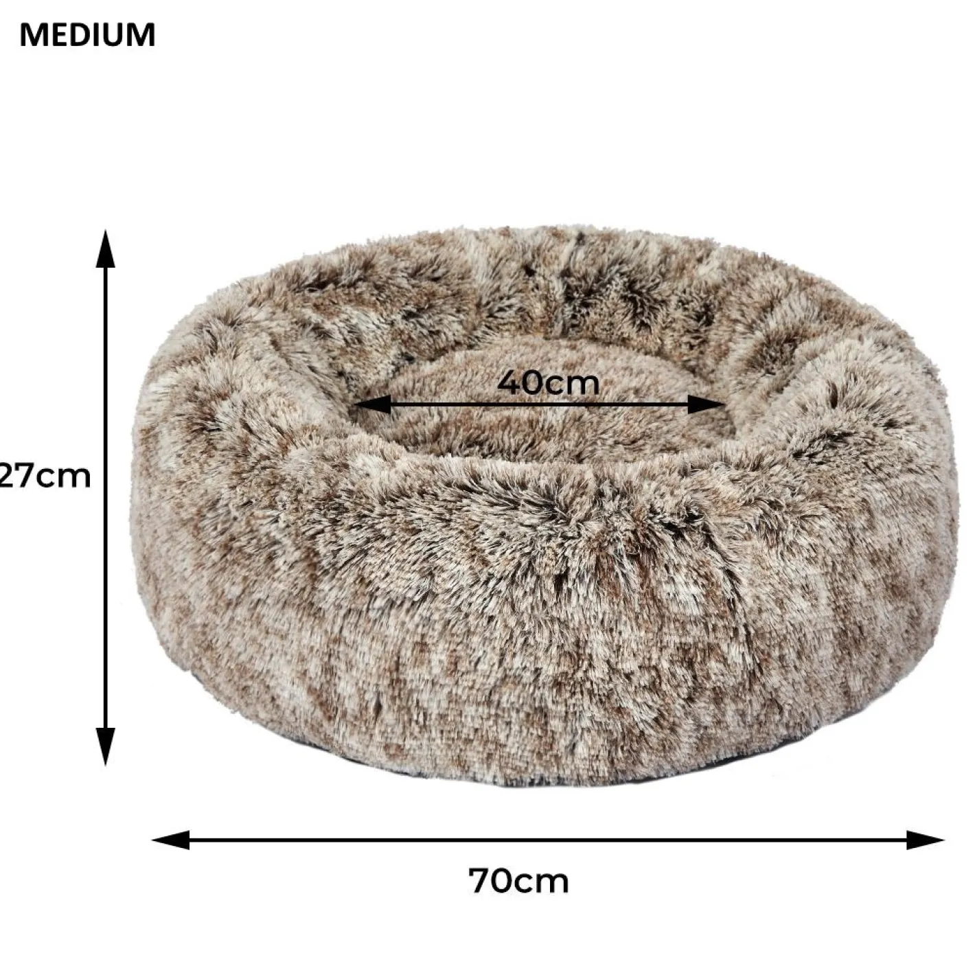 iDS Pet Bed Cat Dog Donut Nest Calming Mat Soft Plush Kennel - Brown Discount