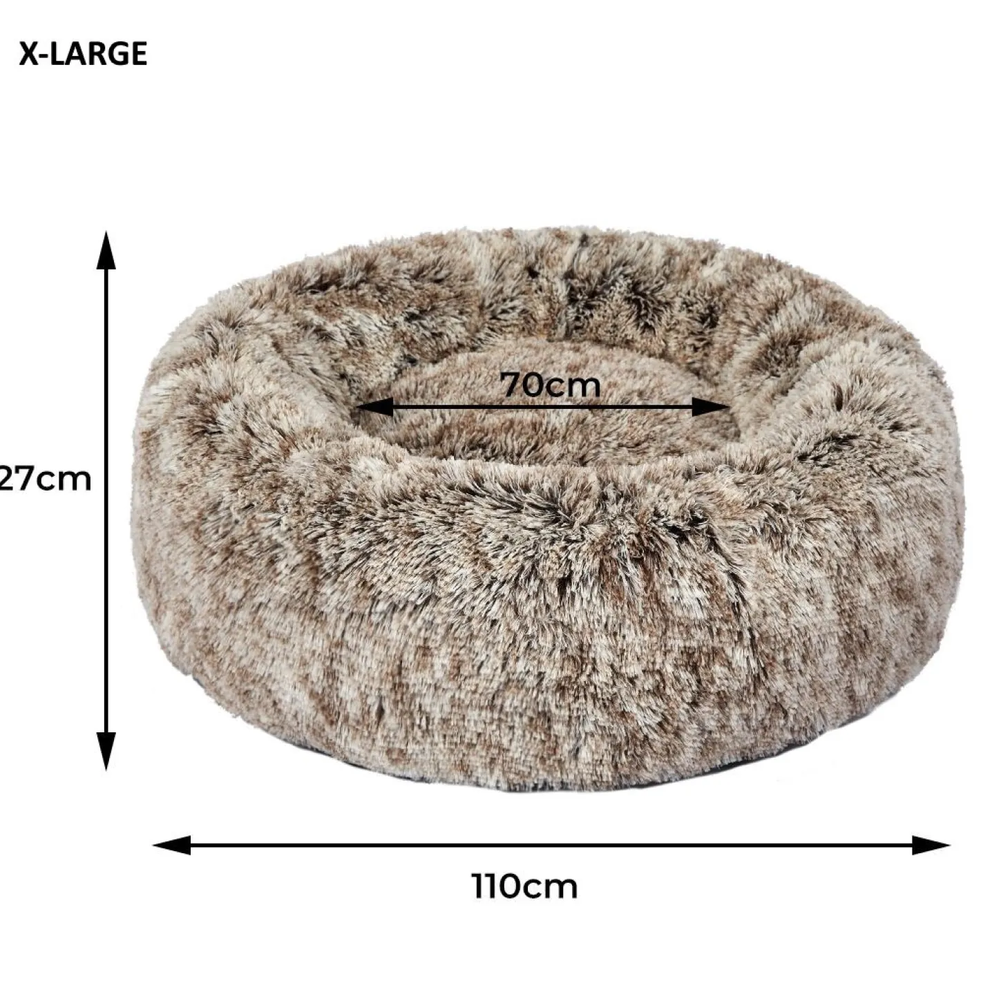 iDS Pet Bed Cat Dog Donut Nest Calming Mat Soft Plush Kennel - Brown Discount