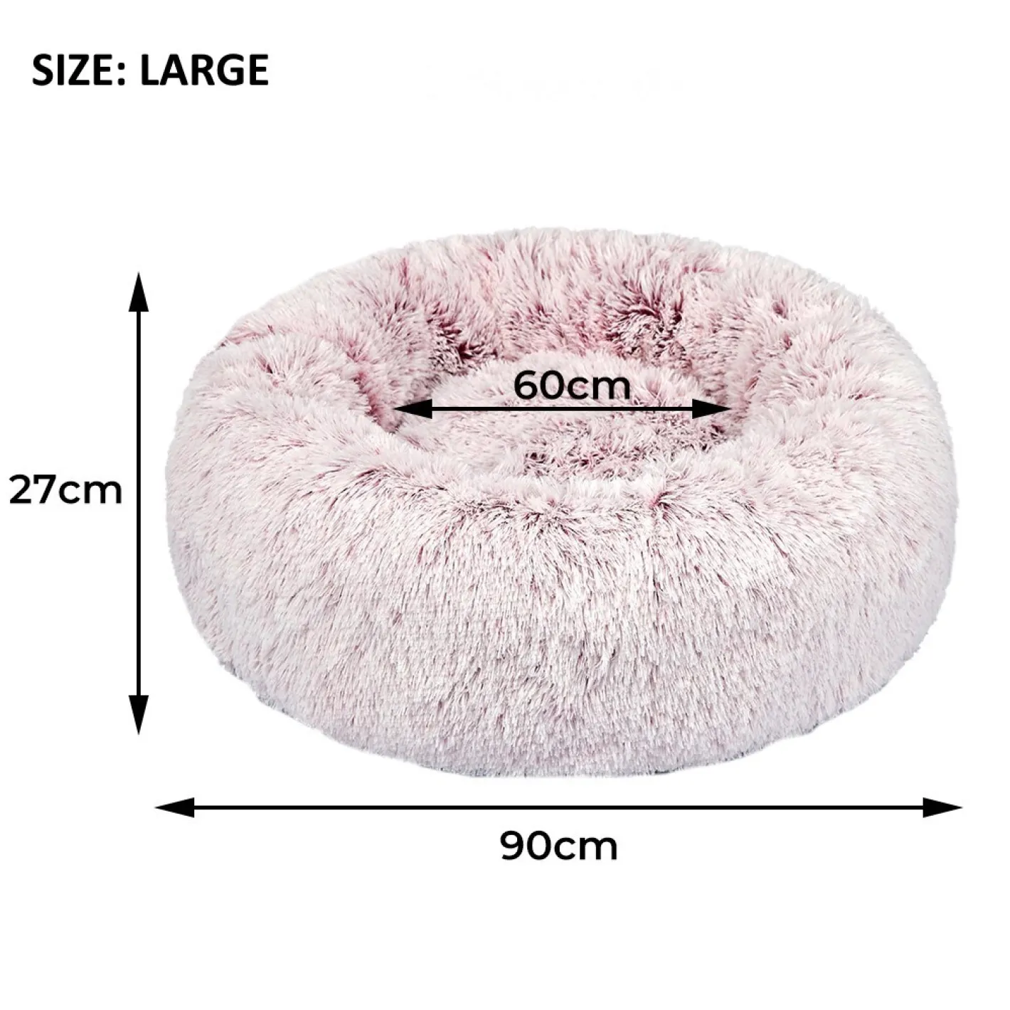 iDS Pet Bed Cat Dog Donut Nest Calming Mat Soft Plush Kennel - Pink Outlet