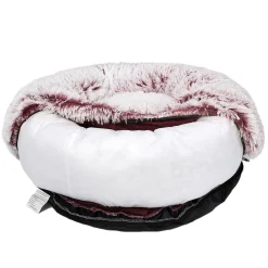 iDS Pet Bed Cat Dog Donut Nest Calming Mat Soft Plush Kennel - Pink Outlet