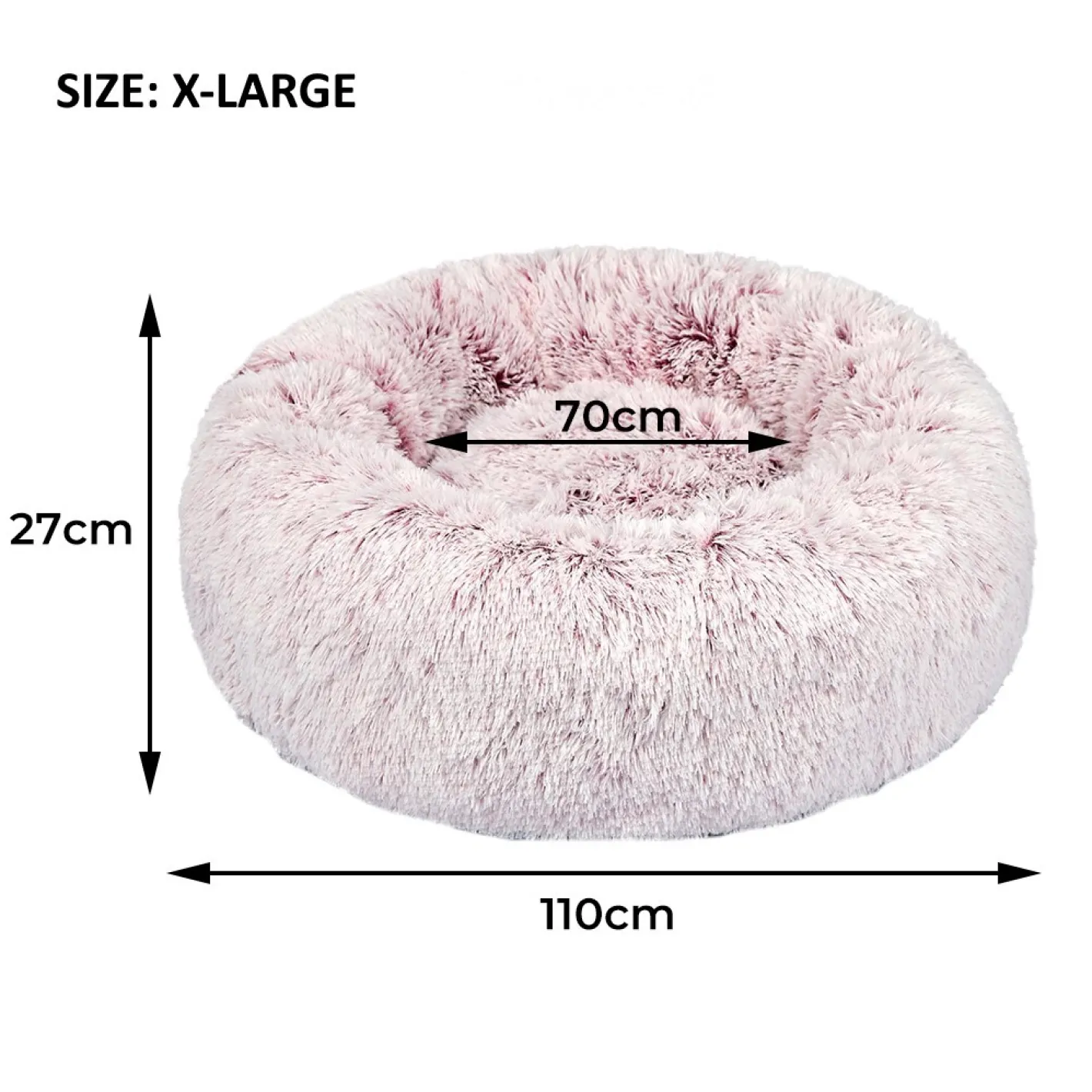 iDS Pet Bed Cat Dog Donut Nest Calming Mat Soft Plush Kennel - Pink Outlet