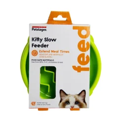 Petstages Cat Fun Feeder Green Wave Slow Food Bowl for Cats - Green Clearance
