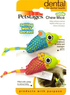 Petstages Catnip Chew Mice - Pair of Dental Care Cat Toys Fashion