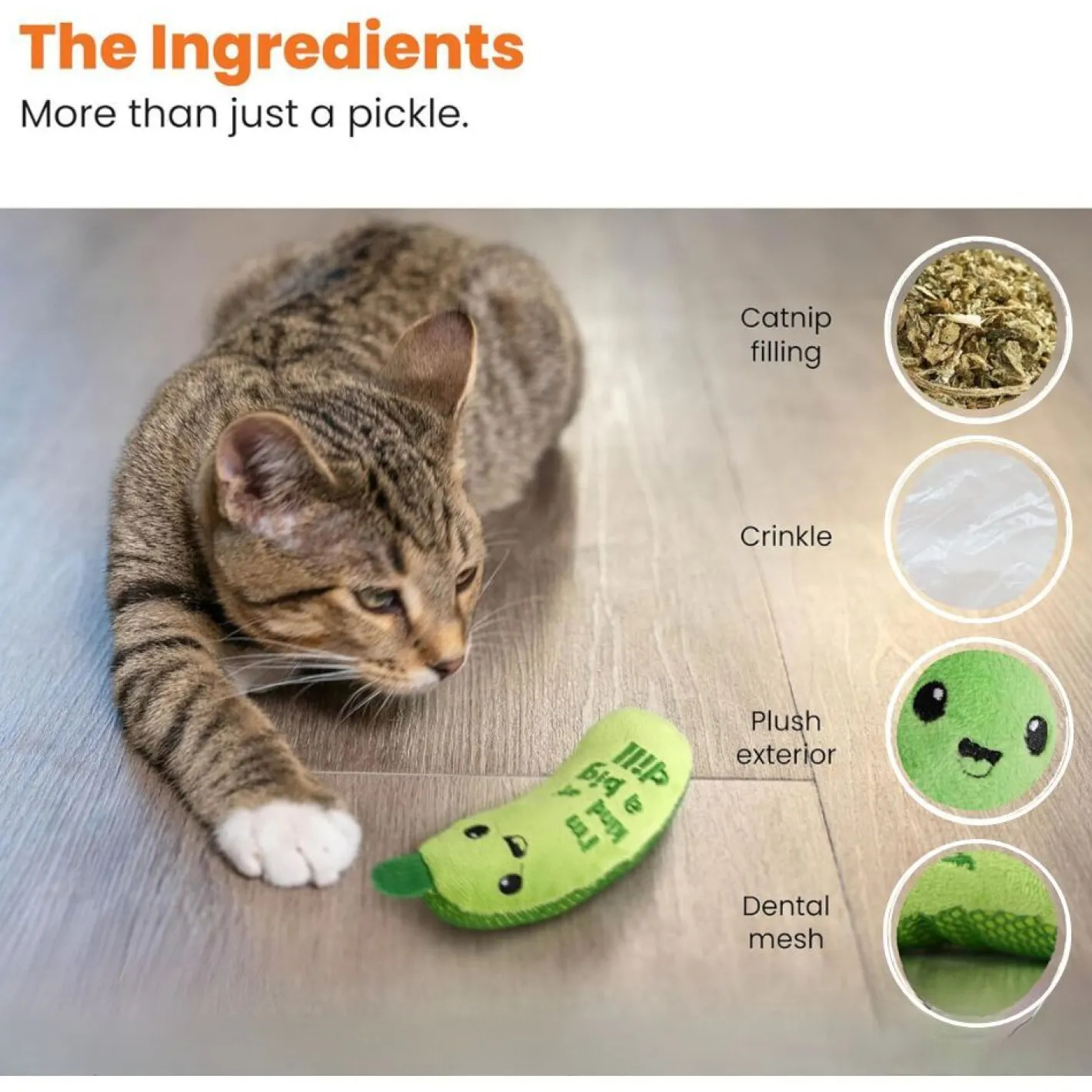 Petstages Crunchy Pickle Kicker Catnip Cat Toy New