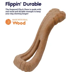 Petstages Dogwood Flip & Chew Real Wood Textured Dog Bone - Medium Fashion