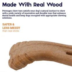 Petstages Dogwood Flip & Chew Real Wood Textured Dog Bone - Medium Fashion