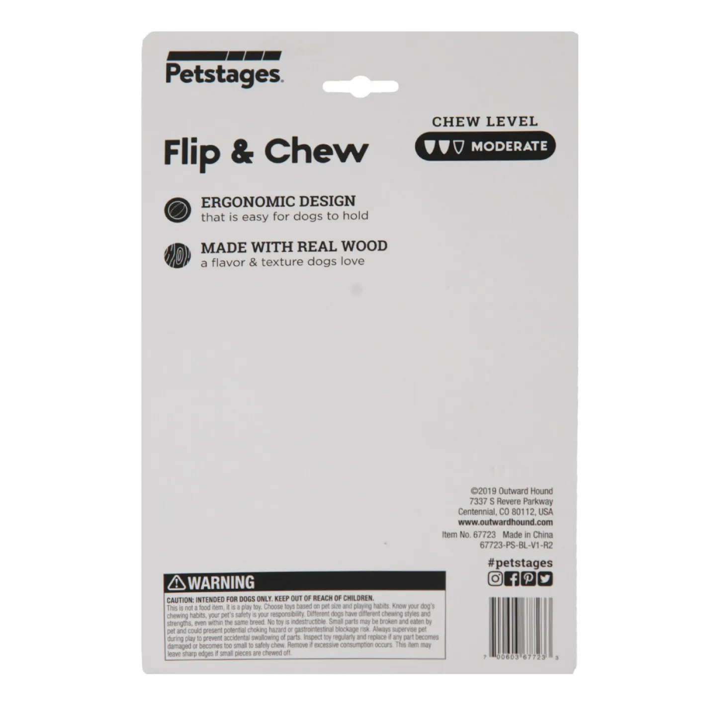Petstages Dogwood Flip & Chew Real Wood Textured Dog Bone - Medium Fashion