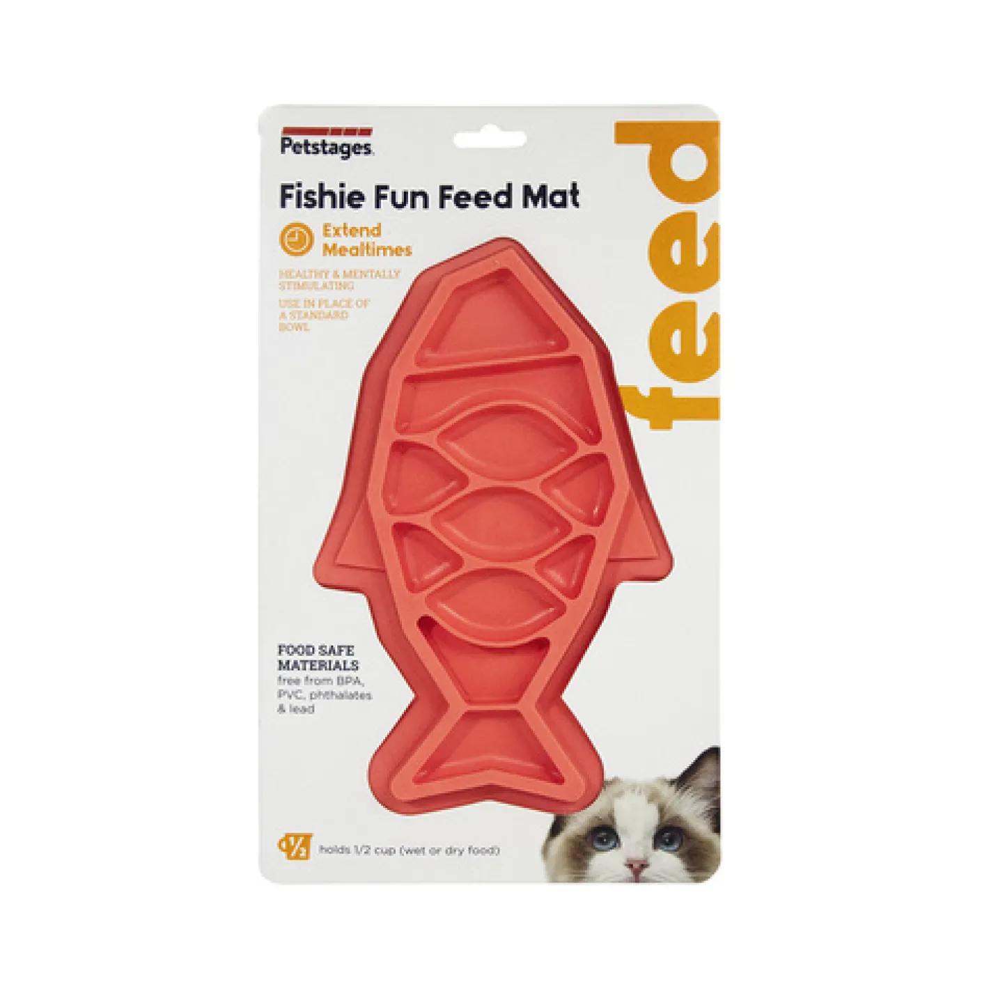 Petstages Fishie Fun Feed Mat Wet and Dry Slow Food Bowl for Cats - Pink Outlet
