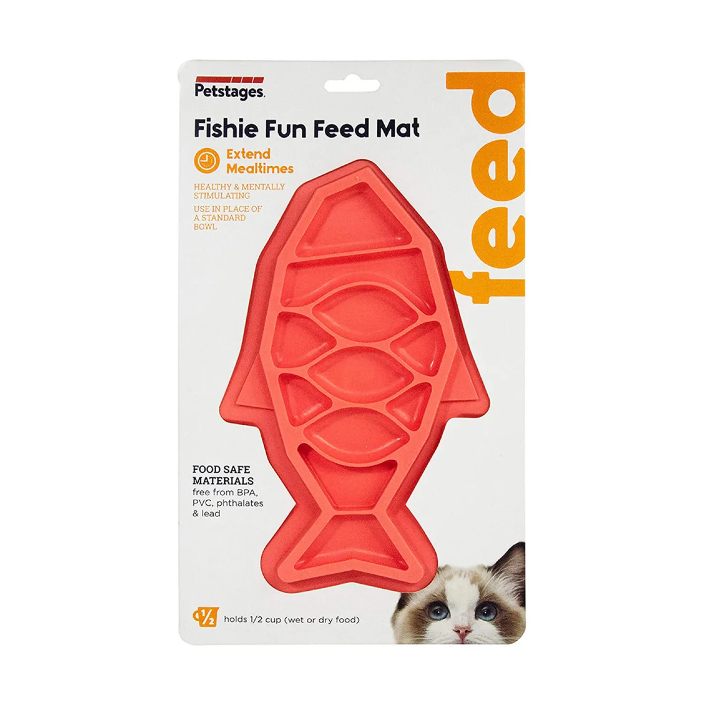 Petstages Fishie Fun Feed Mat Wet and Dry Slow Food Bowl for Cats - Pink Outlet