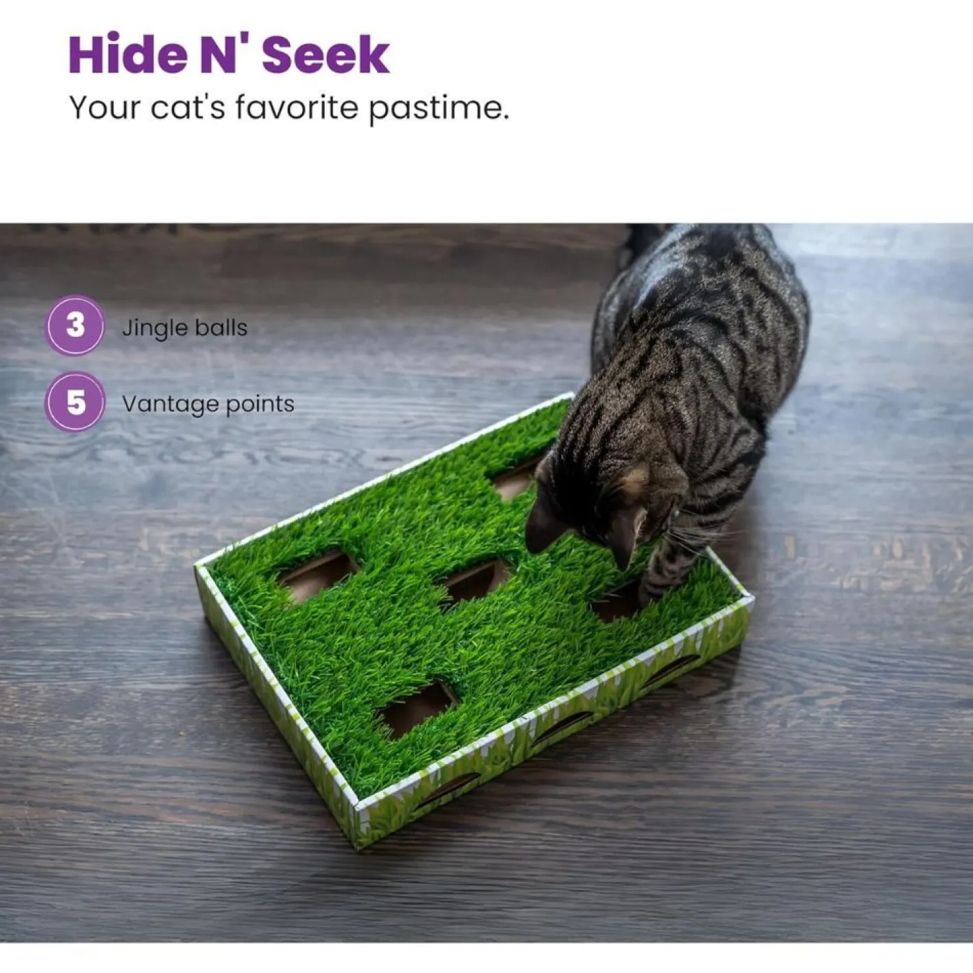Petstages Grass Patch Hunting Box Interactive Cat Toy with Faux Grass Sale