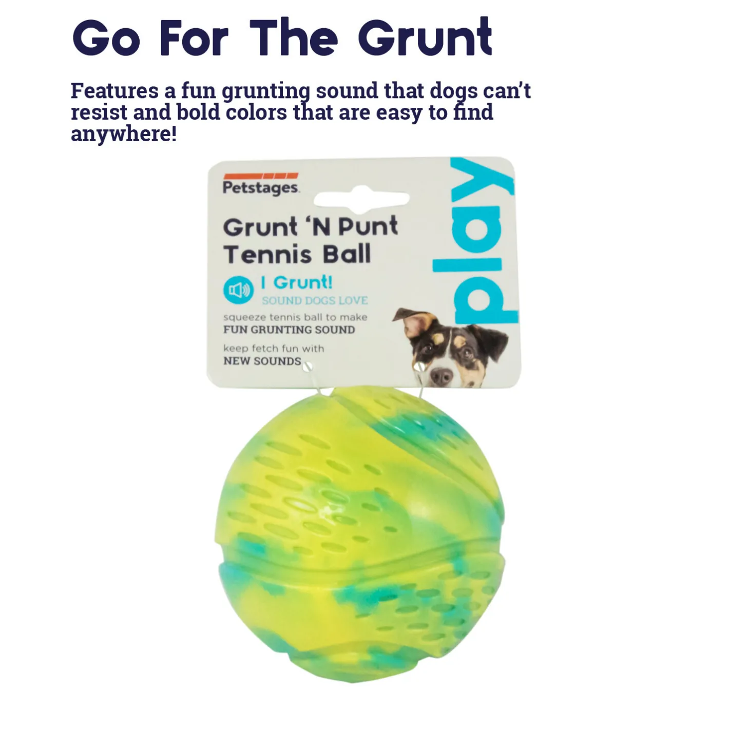 Petstages Grunt N Punt Tennis Ball Fetch Dog Toy Fashion