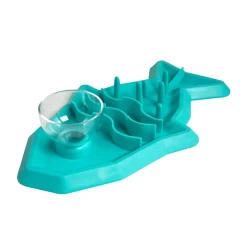 Petstages Hunt N Snack Mat Wet and Dry Slow Food Bowl for Cats - Blue Hot