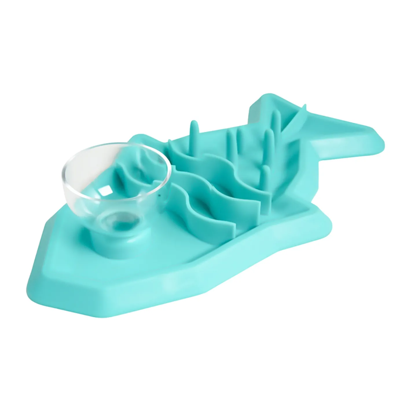 Petstages Hunt N Snack Mat Wet and Dry Slow Food Bowl for Cats - Blue Hot