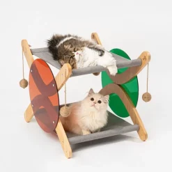 Pidan Double-Storey Hammock Cat Bed in Beechwood & Acrylic Clearance