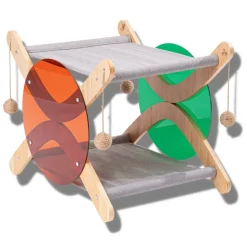 Pidan Double-Storey Hammock Cat Bed in Beechwood & Acrylic Clearance