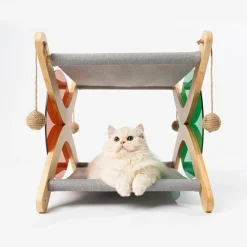 Pidan Double-Storey Hammock Cat Bed in Beechwood & Acrylic Clearance